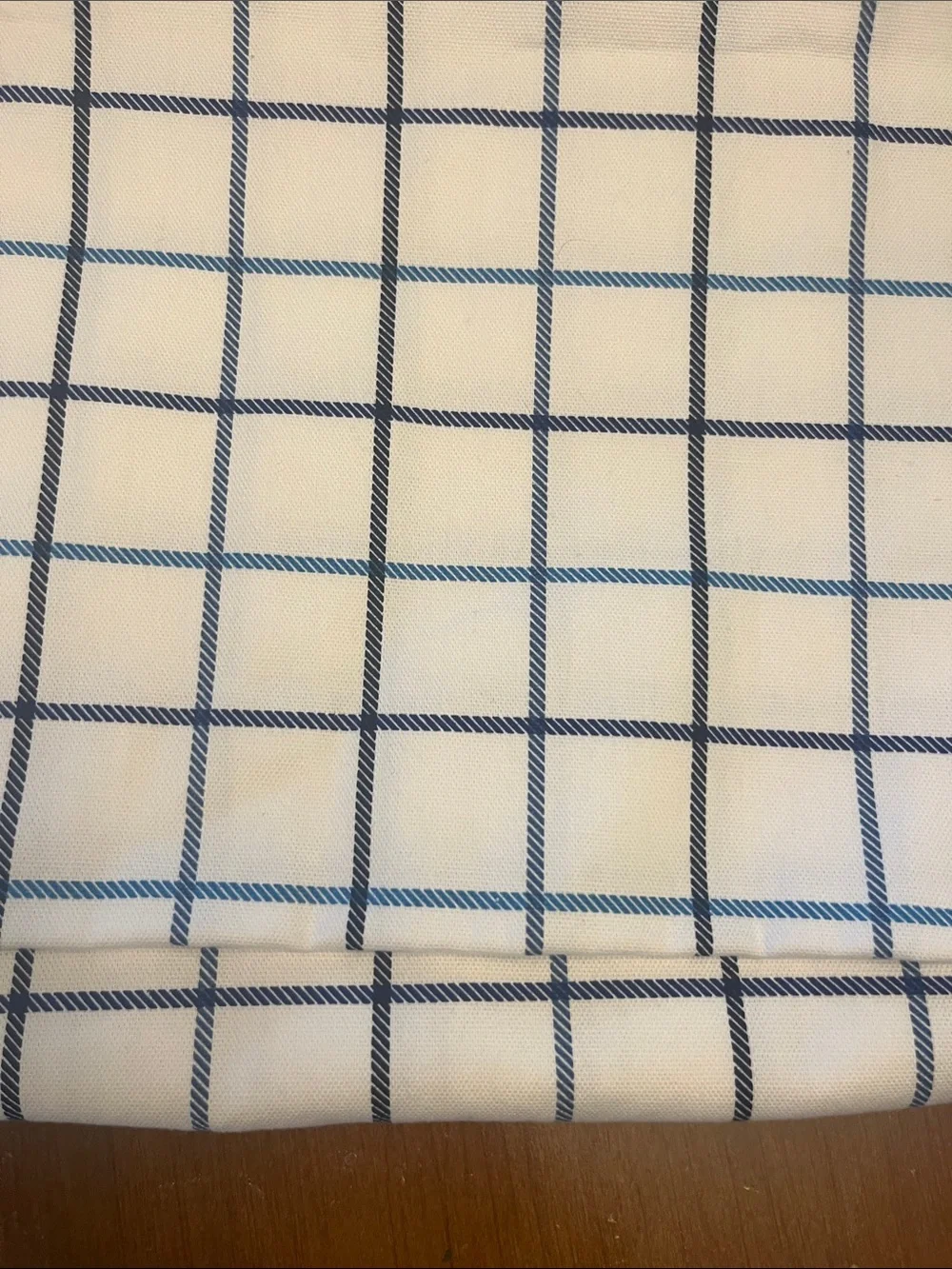 Tommy Hilfiger White and Blue Windowpane Table Runner